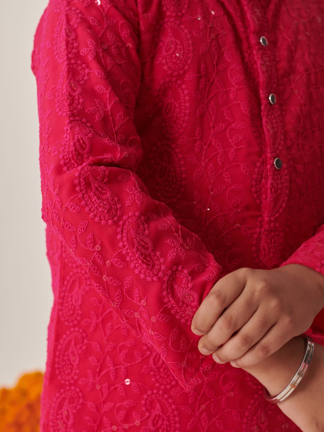pspeaches Boys Floral Embroidered Regular Thread Work Kurta with Salwar