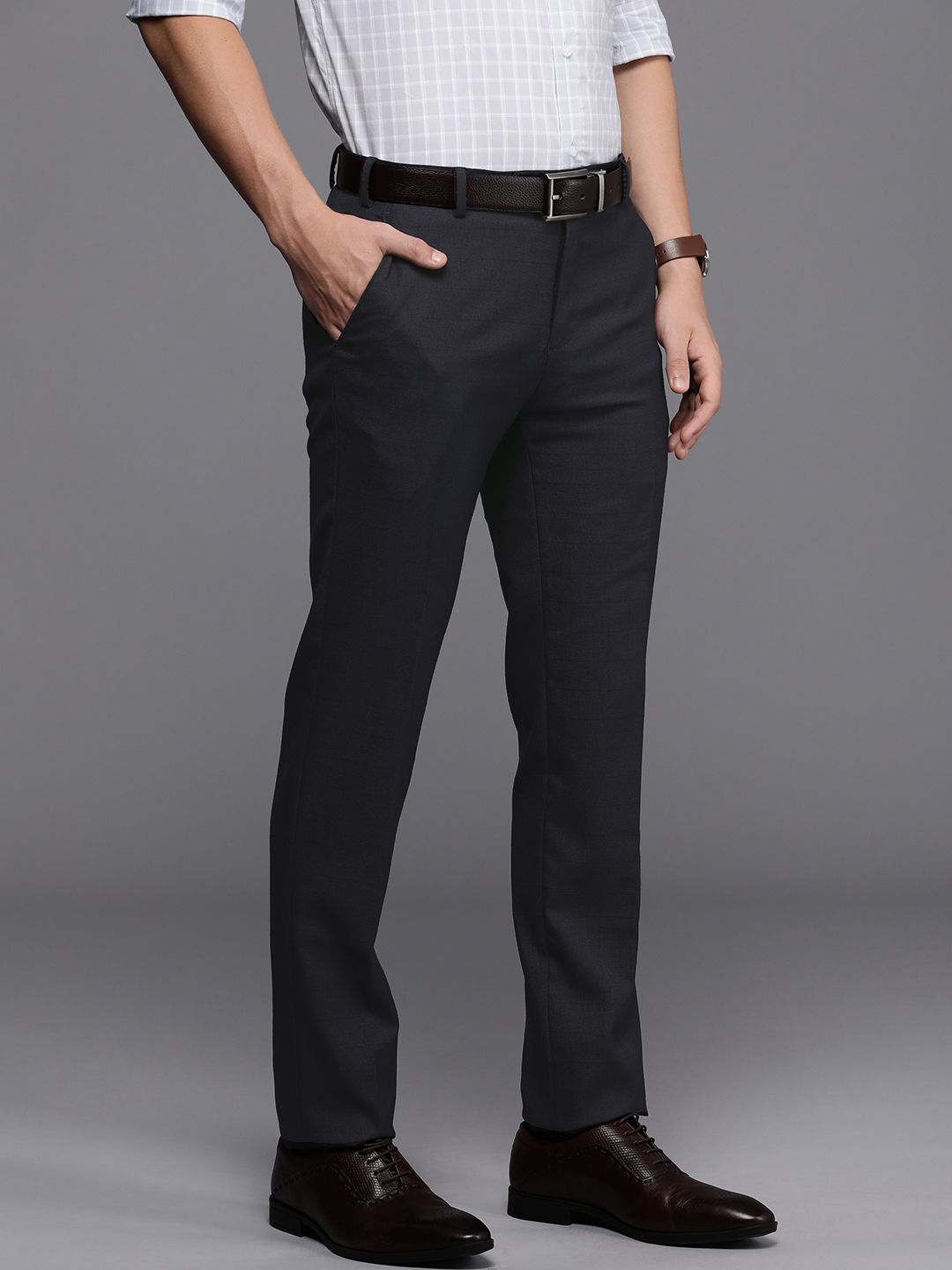 Raymond Men Mid-Rise Slim Fit Formal Trousers