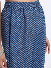 Vishudh Blue Ethnic Motifs Printed Straight Kurta with Trousers With Dupatta