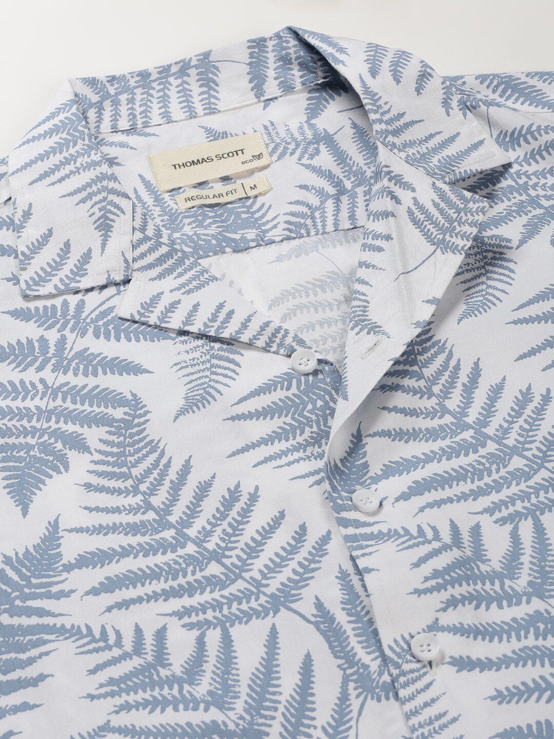 Thomas Scott Classic Floral Printed Cuban Collar Cotton Casual Shirt