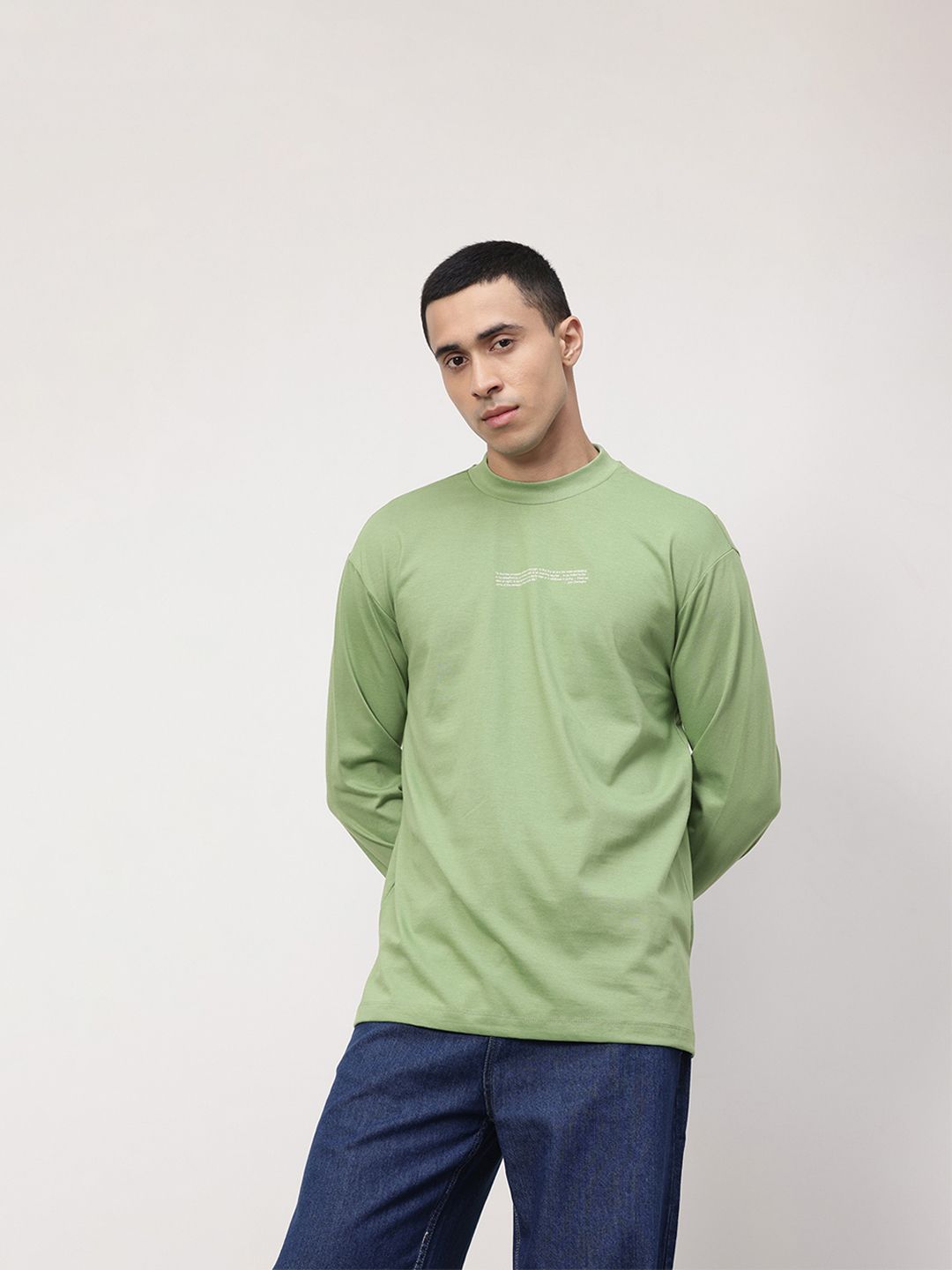 ether Zen Cotton Printed Drop-Shoulder Sleeves Relaxed Fit T-shirt