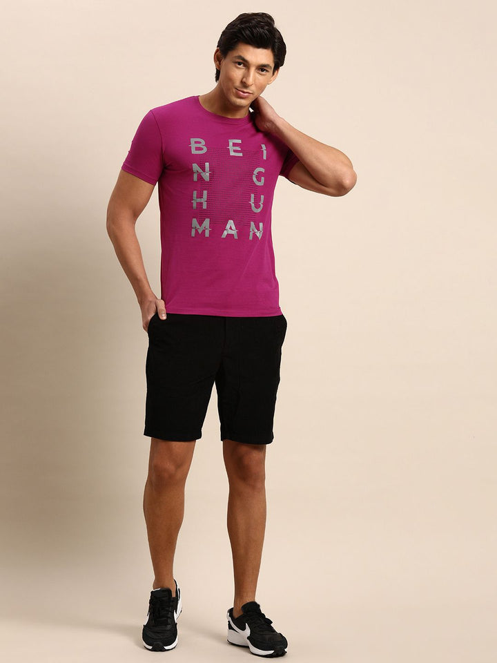 Being Human Men Fuchsia Pink Graphic Printed Pure Cotton T-shirt