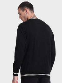 Bewakoof Men Jet Black ICON Typography Oversized Sweater