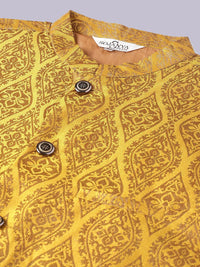 SOJANYA PLUS Motif Etnik Rekaan Tenunan Kurta Kapas Sutera Dengan Piyama & Jaket Nehru