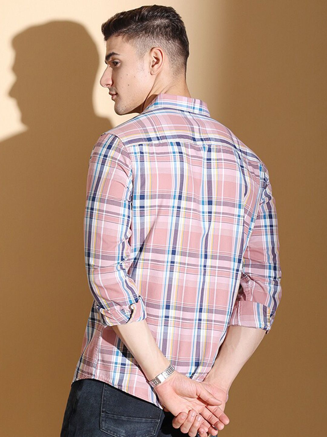 The Indian Garage Co Slim Fit Tartan Checked Twill Casual Shirt
