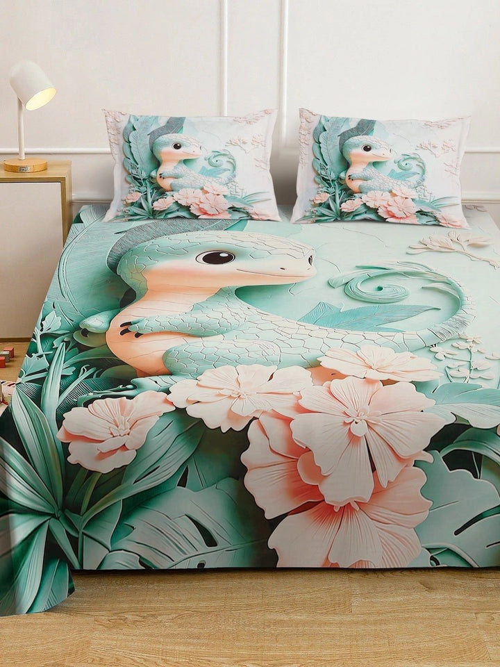 Moda Rapido X KLOTTHE Hijau & Merah Jambu 400 TC Cadar King dengan 2 Sarung Bantal