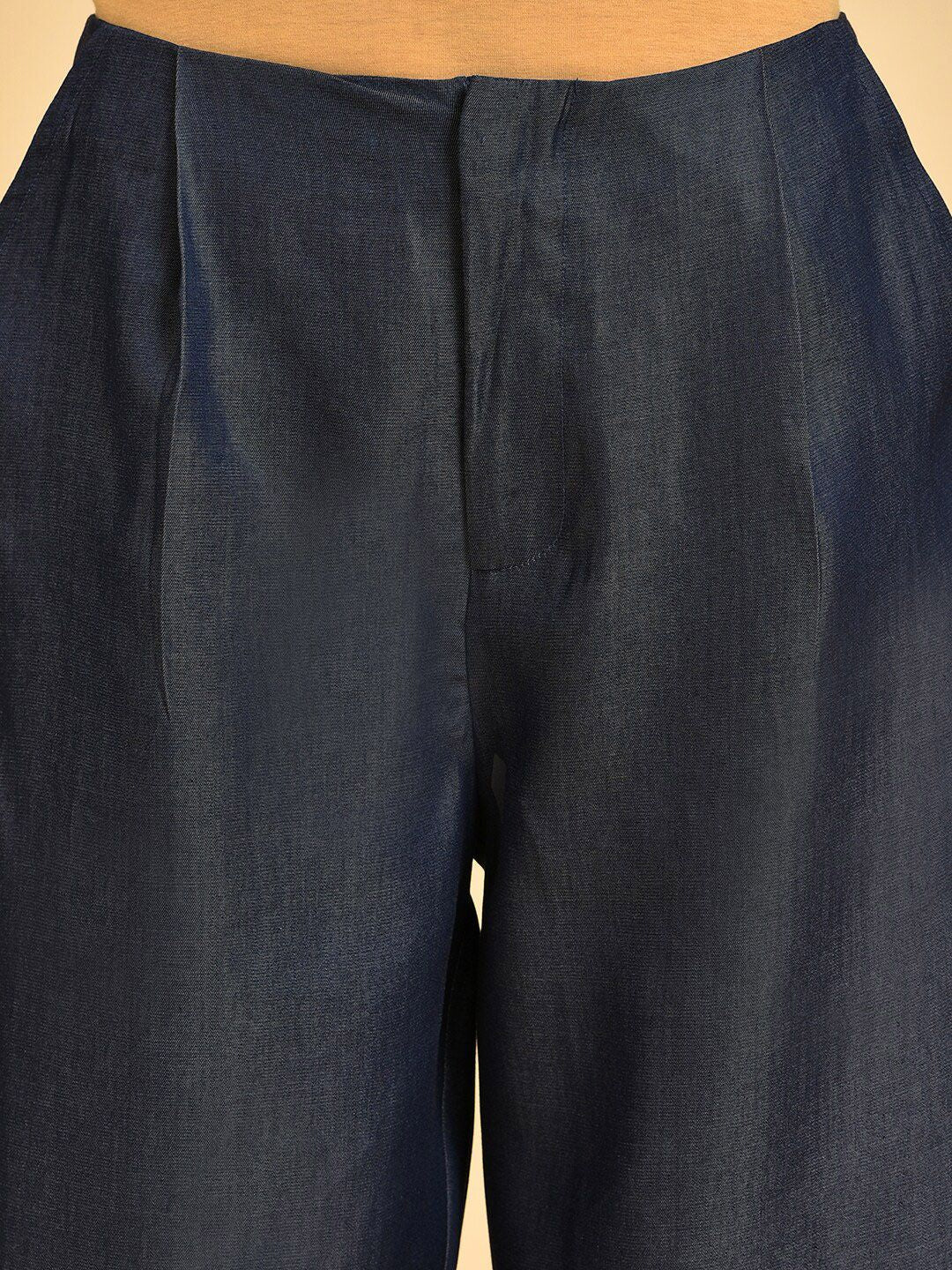W Women Teal Blue Comfort Culottes Trousers