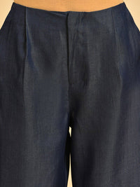 W Women Teal Blue Comfort Culottes Trousers