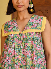 Pink Paprika by SASSAFRAS Floral Printed V Neck Peplum Top With Trousers Co-Ords