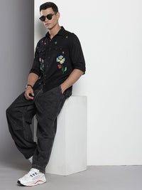 The Indian Garage Co Pure Cotton Floral Embroidered Casual Shirt