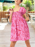 DressBerry Effortless Allure Printed Smocked Mini A-line Dress