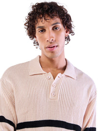 Bewakoof Men Striped Shirt Collar Pullover