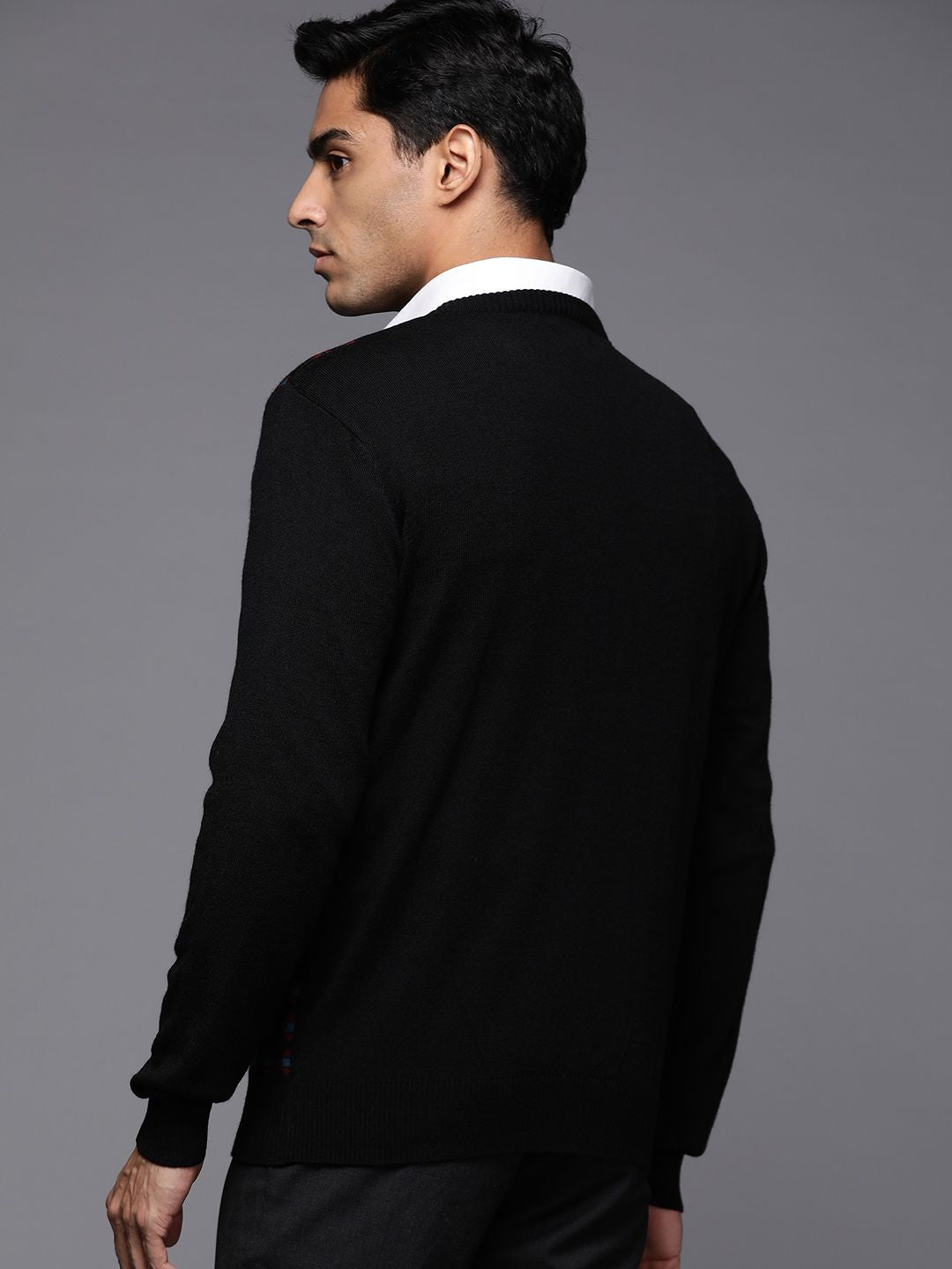 Raymond Men Black Geometric Pullover