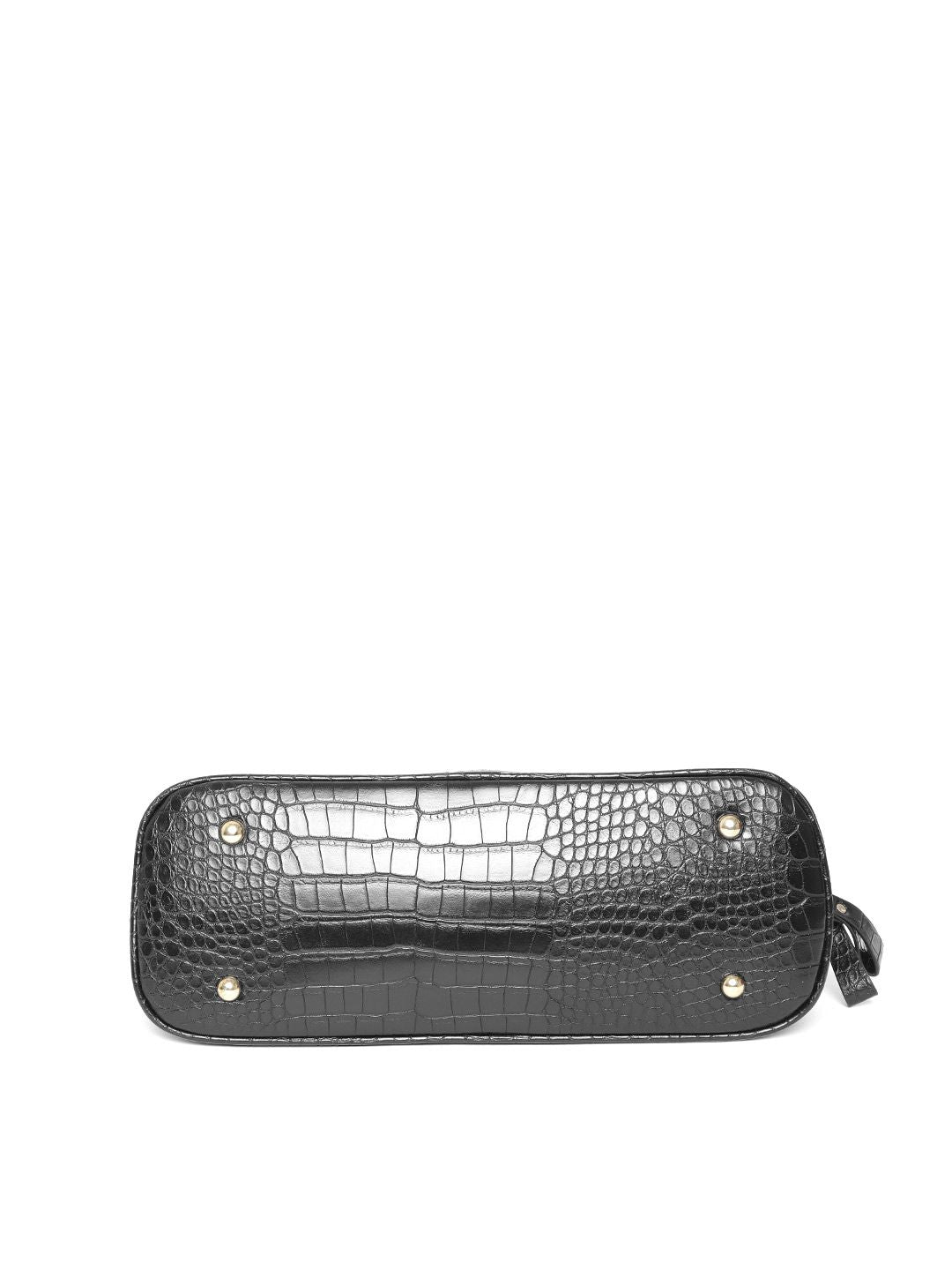 Lino Perros Black Croc Textured Shoulder Bag