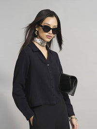 AND Women Shirt Collar Cotton Top
