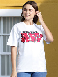 DressBerry Pure Cotton Typography Printed Drop-Shoulder Sleeves T-shirt