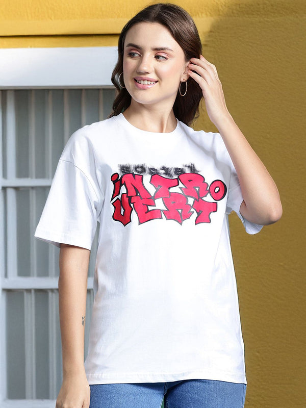 DressBerry Pure Cotton Typography Printed Drop-Shoulder Sleeves T-shirt