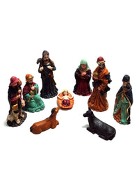 eCraftIndia Brown & Yellow 10 Pieces Christmas Nativity Crib Statues