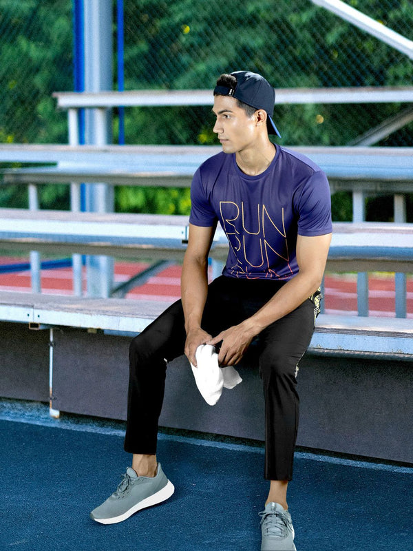 HRX oleh Hrithik Roshan Men Biru T-Shirt T-Shirt Aktif Pusingan Biru