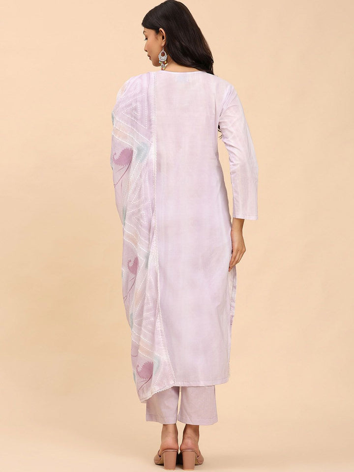 Mamicha Wanita Bercetak Kurta Kapas Tulen Biasa dengan Palazzos & Dengan Dupatta