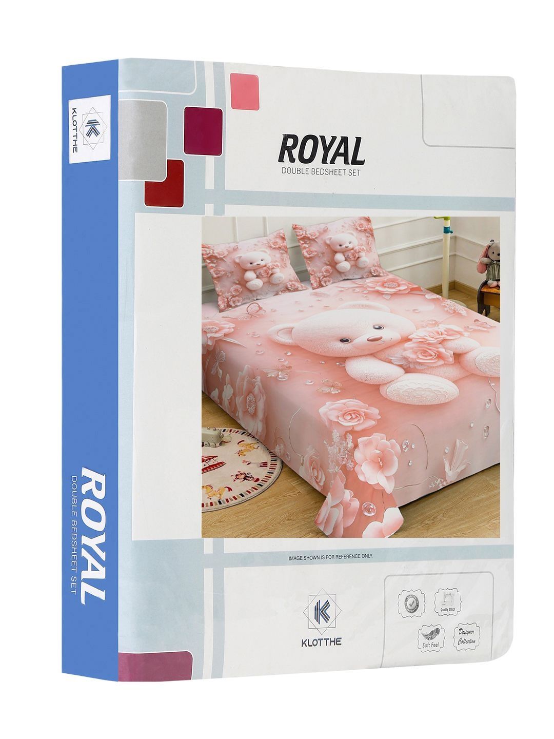 KLOTTHE Pink Cartoon Characters  Printed 400 TC King Superfine Bedsheets