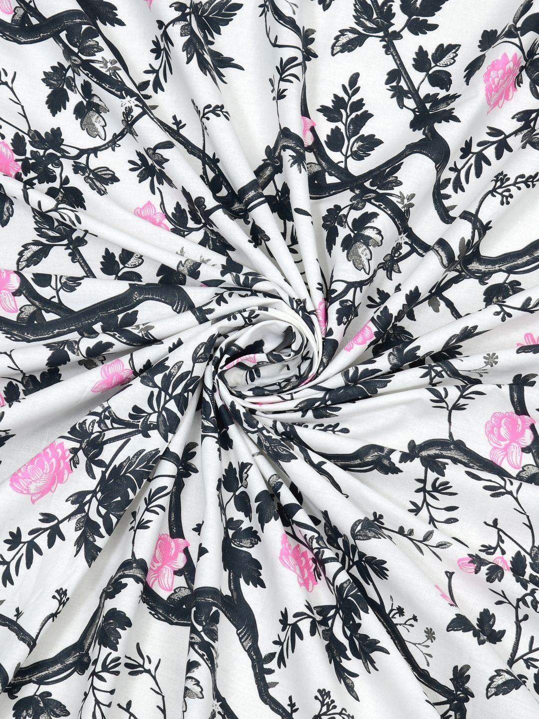 BOMBAY DYEING Florentine Grey Printed Pure Cotton 144 TC Queen Bedsheet Set 2.28 X 2.54 m