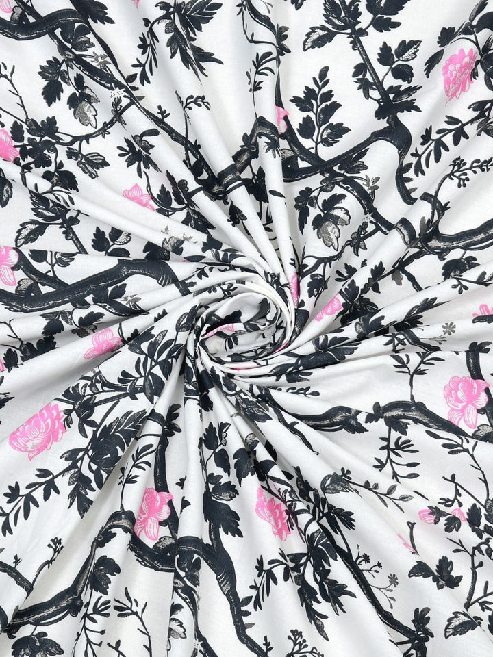BOMBAY DYEING Florentine Grey Printed Pure Cotton 144 TC Queen Bedsheet Set 2.28 X 2.54 m
