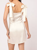 DressBerry Bow-tiful Satin Tie-Up Detailed Mini Dress