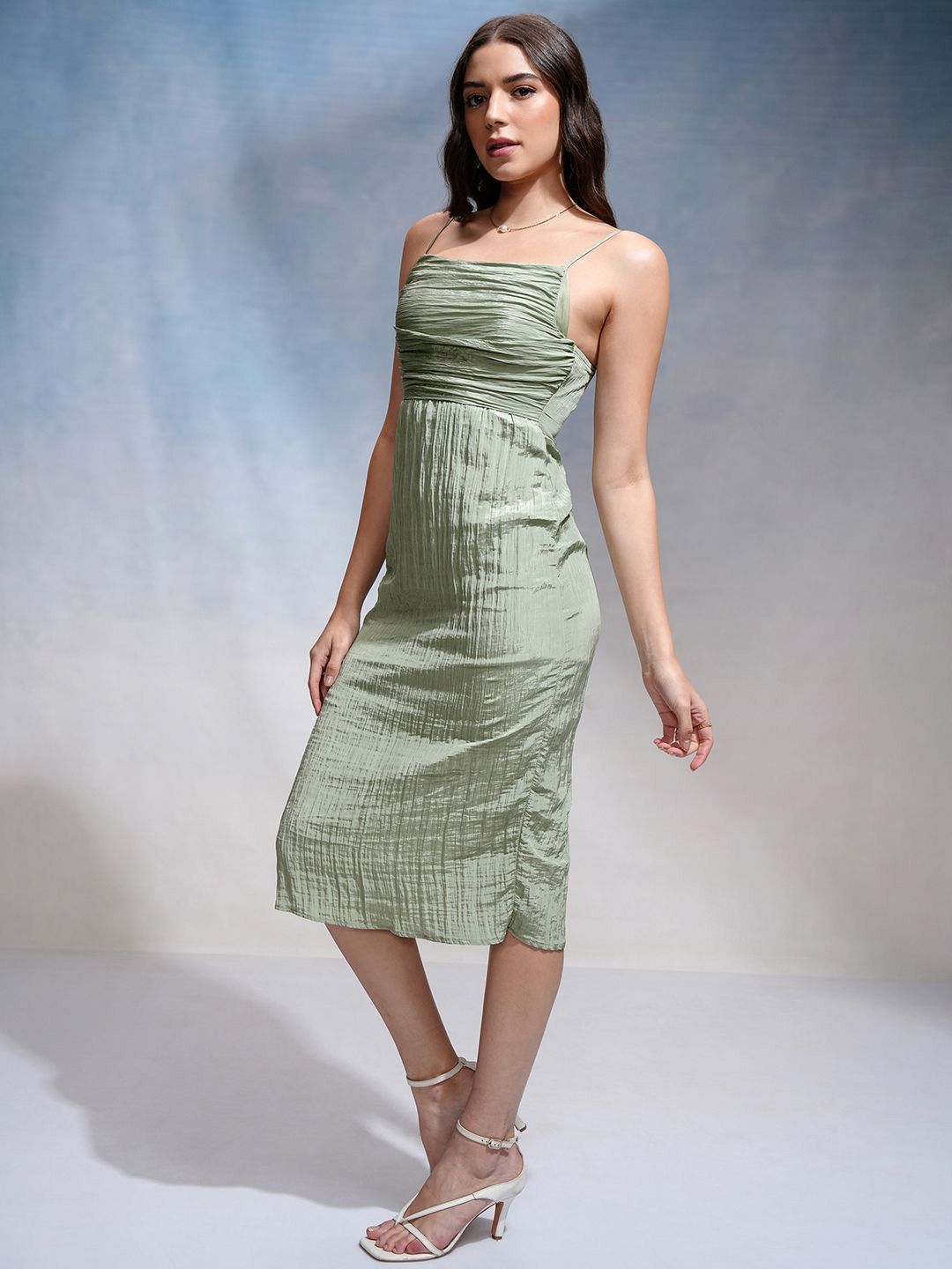 ESPYR By Tokyo Talkies Women Satin Bodycon Midi Dress