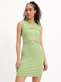 DressBerry Ribbed Ramble Cutesy Cut-out Bodycon Mini Dress