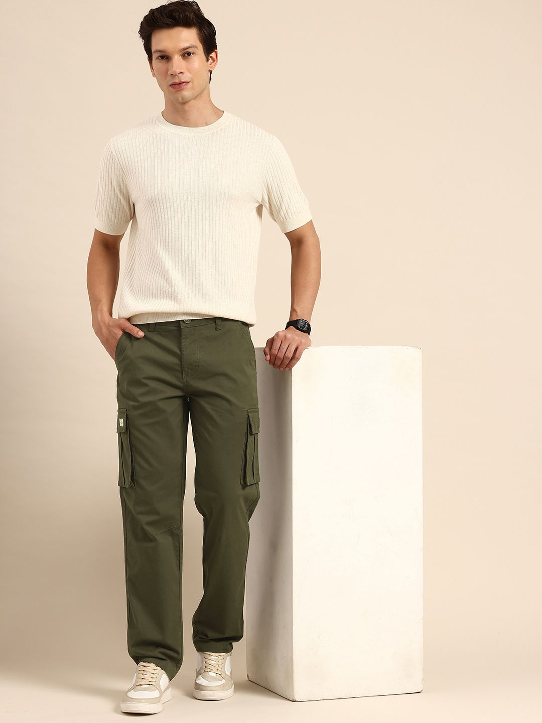 Being Human Men Slim Fit Cargos Trousers