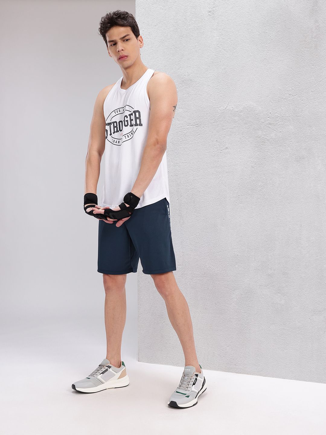 HRX by Hrithik Roshan Men Brand Logo Printed Mid-Rise Training Shorts