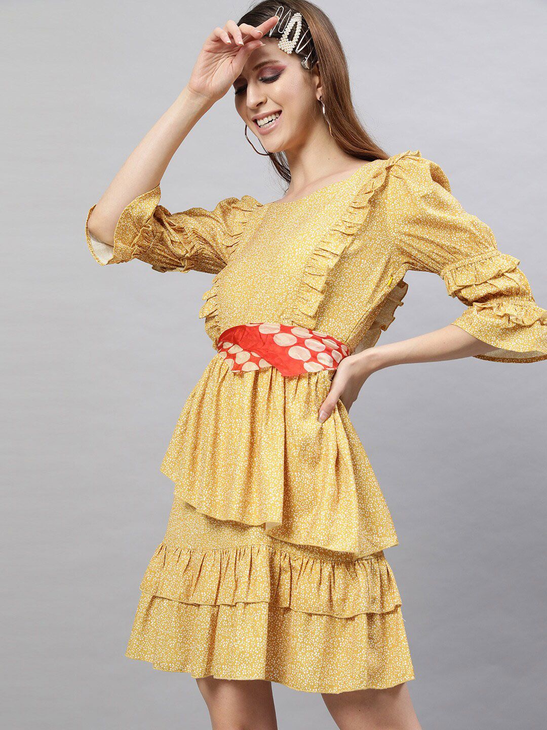 STREET 9 Yellow Georgette Dress