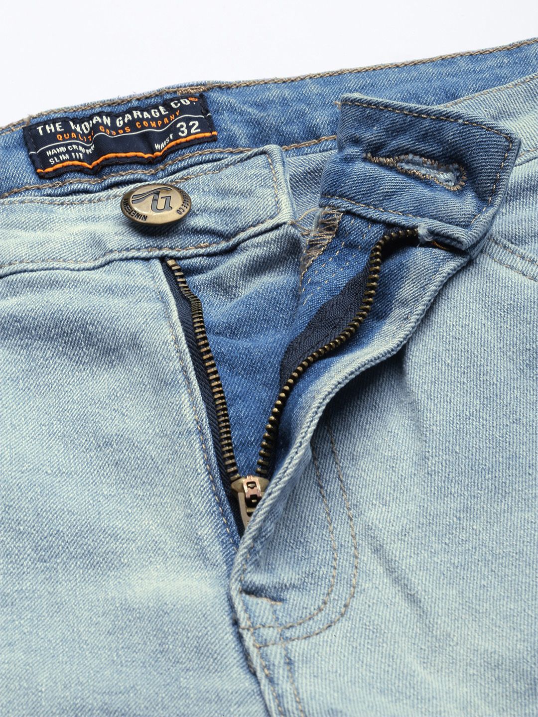 The Indian Garage Co Men Blue Slim Fit Light Fade Acid Wash Stretchable Jeans