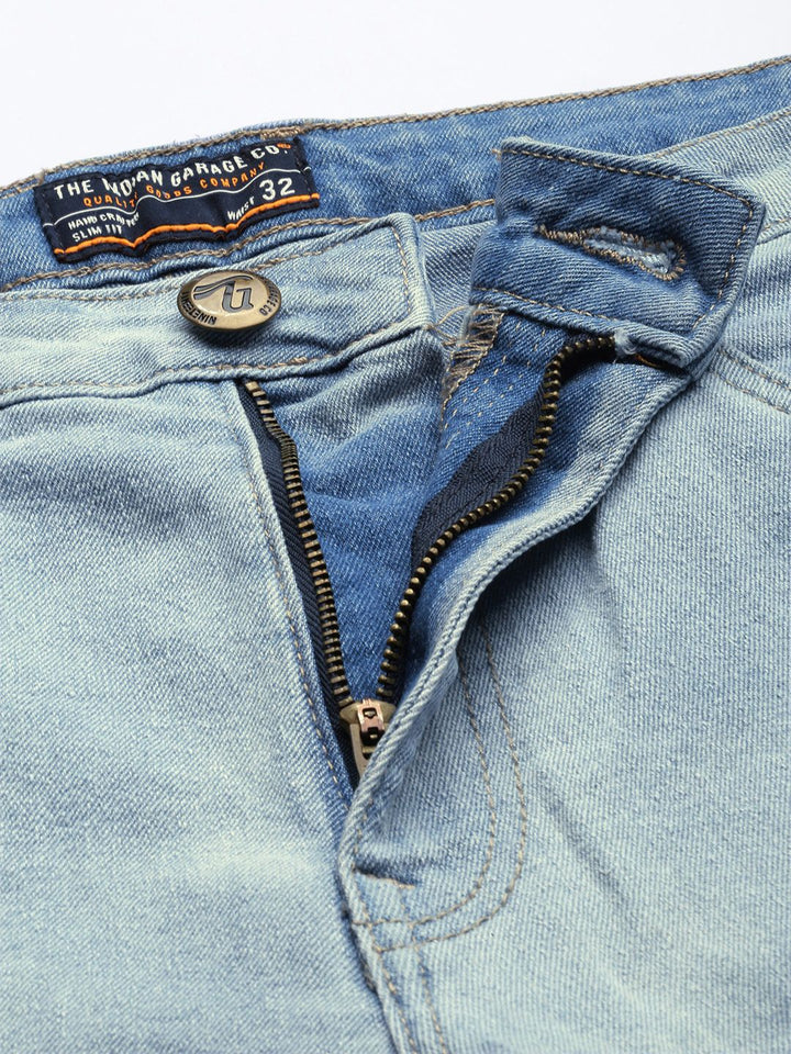 The Indian Garage Co Men Blue Slim Fit Light Fade Acid Wash Stretchable Jeans