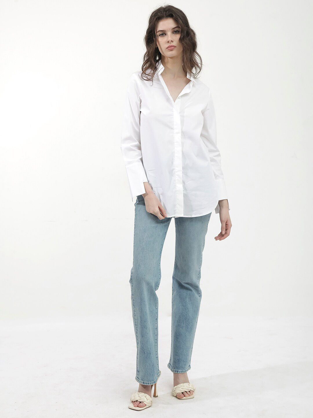 RAREISM Classic Spread Collar Opaque Casual Shirt