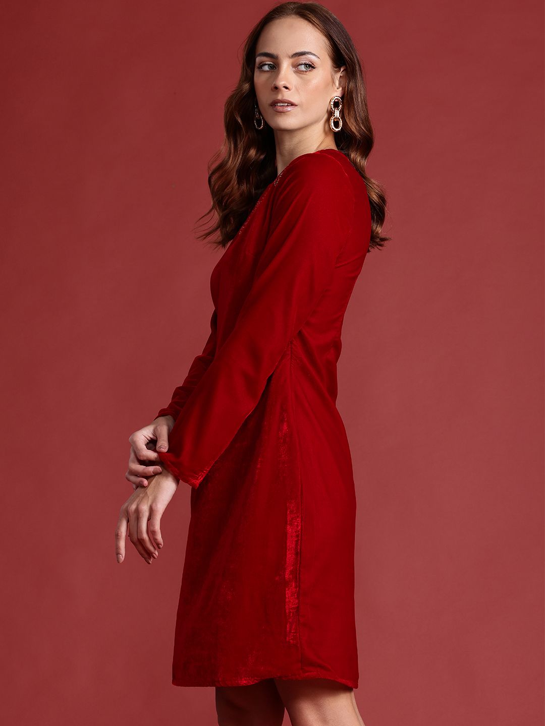 all about you Velvet Finish Sheath Dress