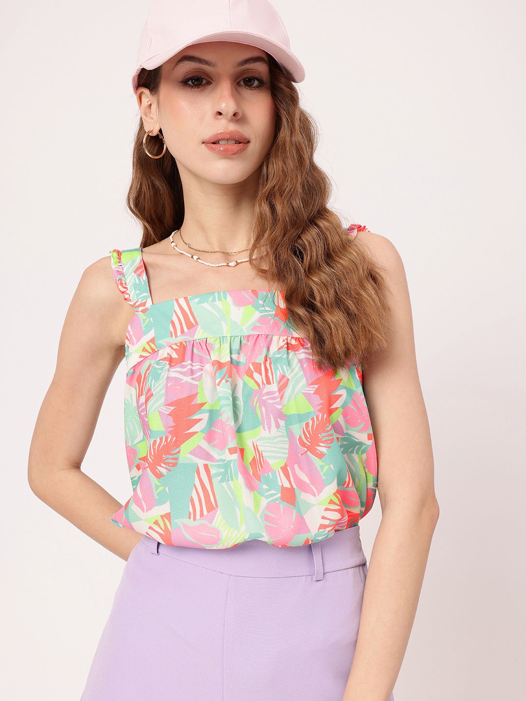 Tropical Fetish Shoulder Straps Gathers Regular Top