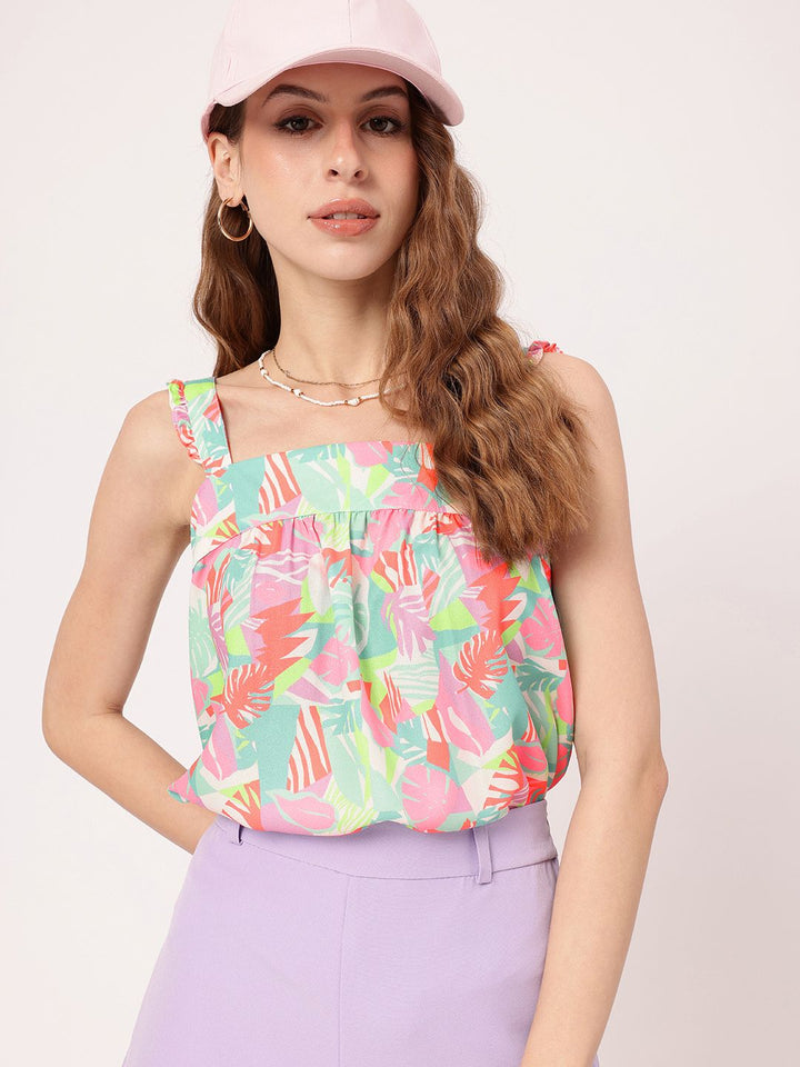 Tropical Fetish Shoulder Straps Gathers Regular Top
