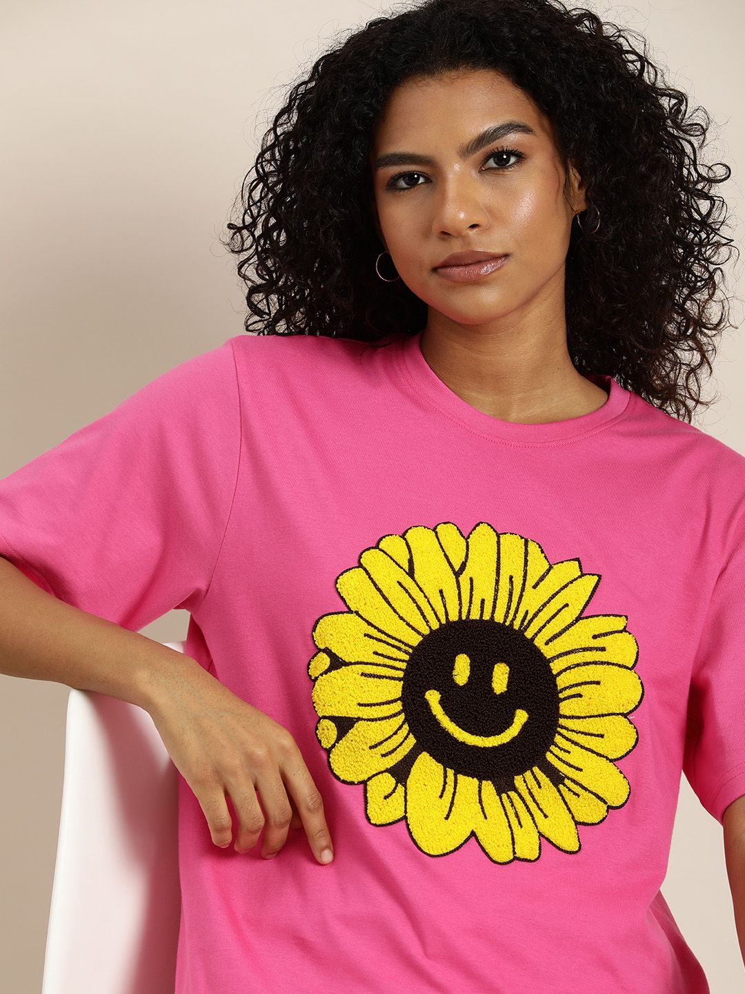 DILLINGER Embroidered Oversize Pure Cotton Longline T-shirt