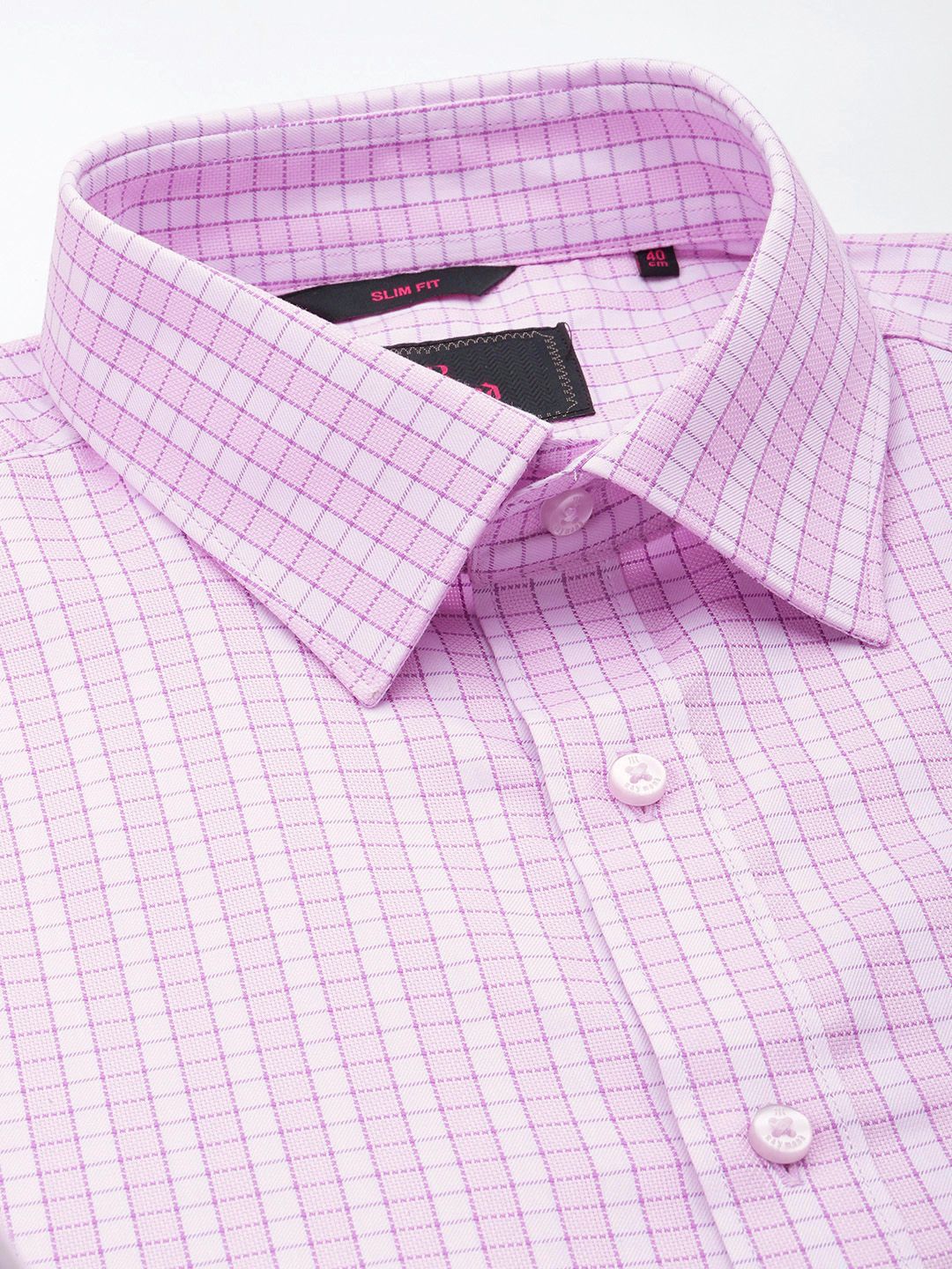 Raymond Slim Fit Self Checked Opaque Pure Cotton Formal Shirt
