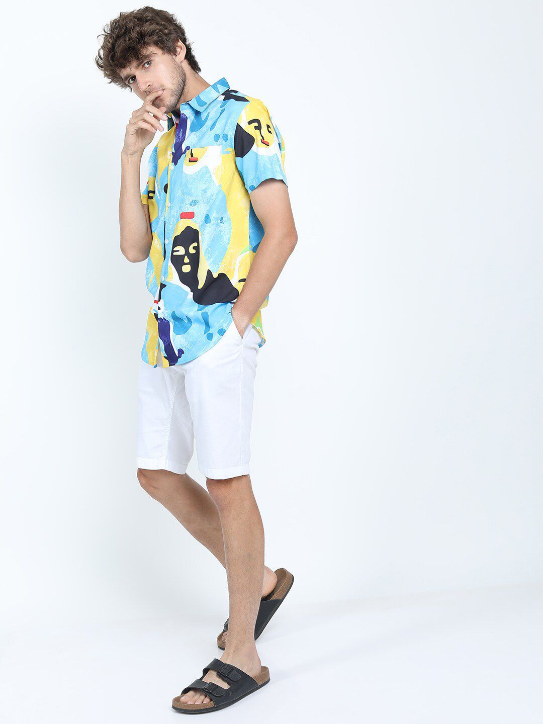 HIGHLANDER Men Blue Slim Fit Printed Casual Shirt