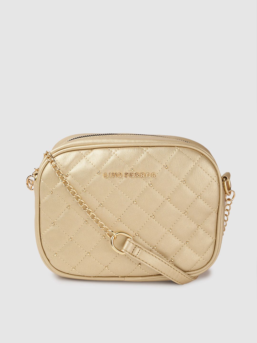 Lino Perros Women Gold-Toned Quilted Sling Bag
