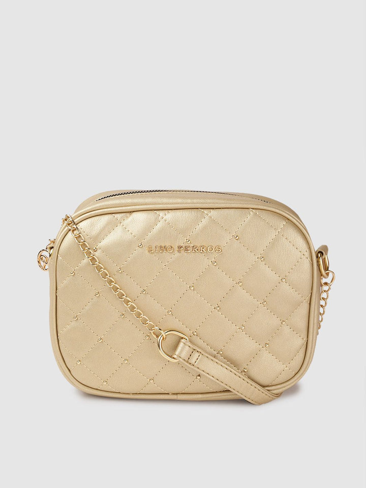 Lino Perros Women Gold-Toned Quilted Sling Bag