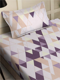 KLOTTHE Purple Printed Pure Cotton 400 TC Single Cadar King & 1 Sarung Bantal