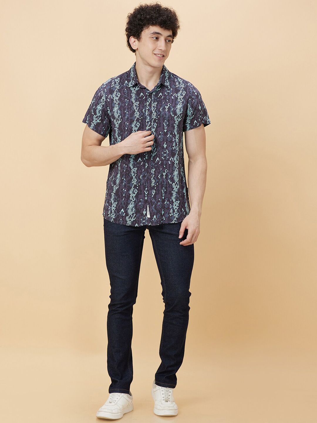 Being Human Slim Fit Abstract Printed Casual Shirt