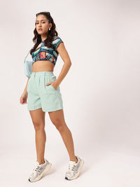 DressBerry Women Stay Cool Pleated Seersucker High-Rise Regular Shorts