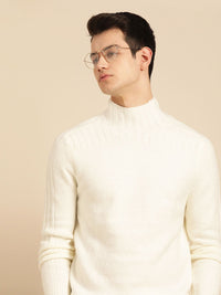 Mr Bowerbird Men Off-White Solid Pullover