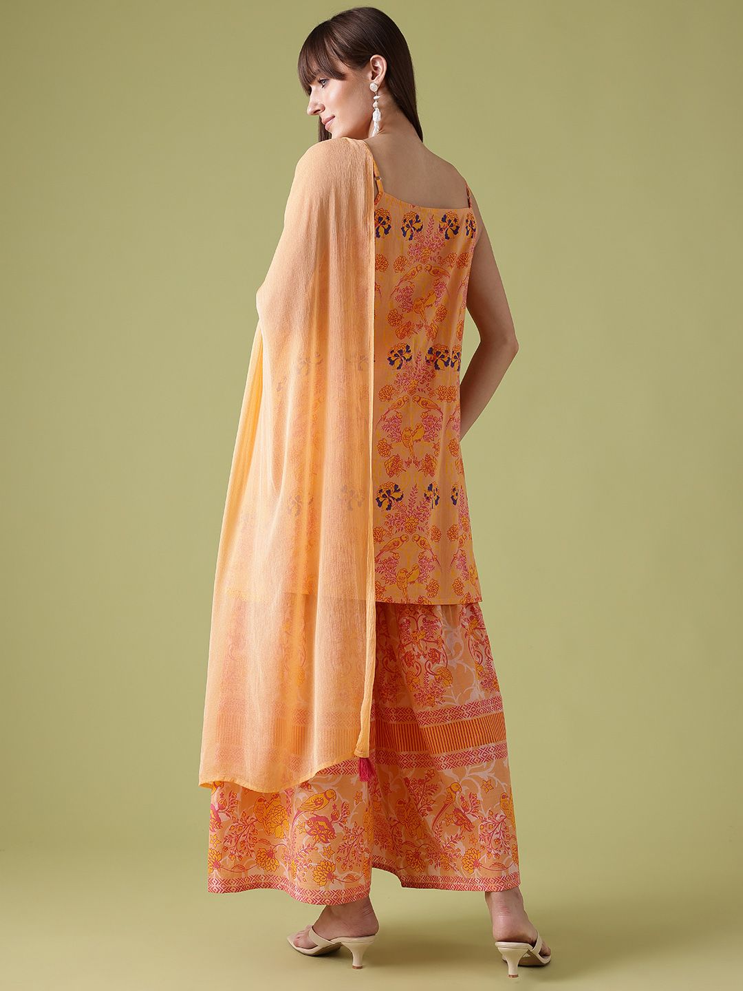 Anouk Ethnic Motifs Printed Lace Inserts Kurta with Sharara & With Dupatta