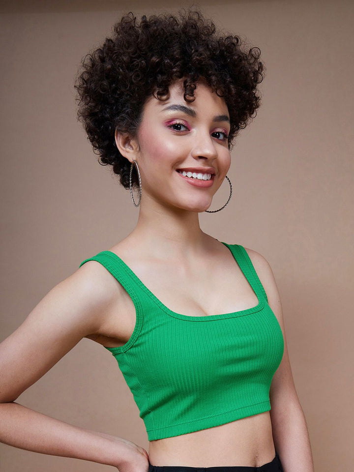 SASSAFRAS BASICS Square Neck Ribbed Cropped Tank Top